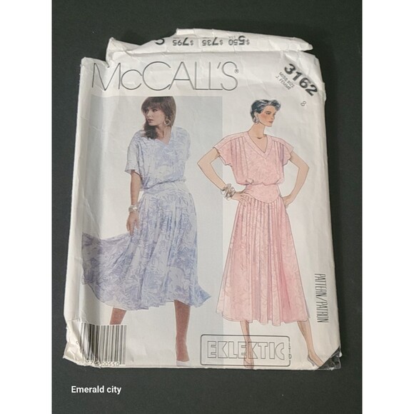 Vtg McCall’s Pattern #3162 Miss 8  Pull-over Dress 1987 Shoulder Pads Cut - Picture 6 of 6